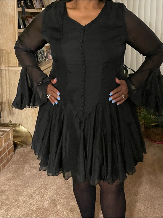 SHEIN Dresses & Skirts - SHEIN Black Long-Sleeve Chiffon Mini Dress